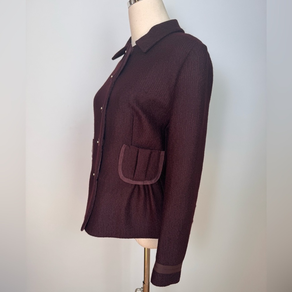 Prada Burgundy Wool Jacket with Pockets Size 46 - Picture 8 of 14